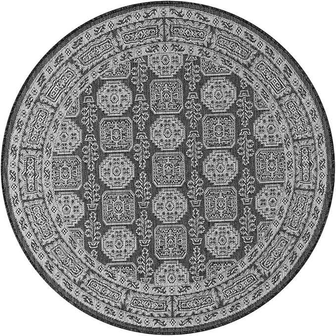 Keen Home Design Terrace Outdoor Round Rug - 5ft Round Washable Indoor/Outdoor Rug for Patio, Kitchen, Balcony, Beach, Garden, Deck and Porch, Size: 5'3" Round