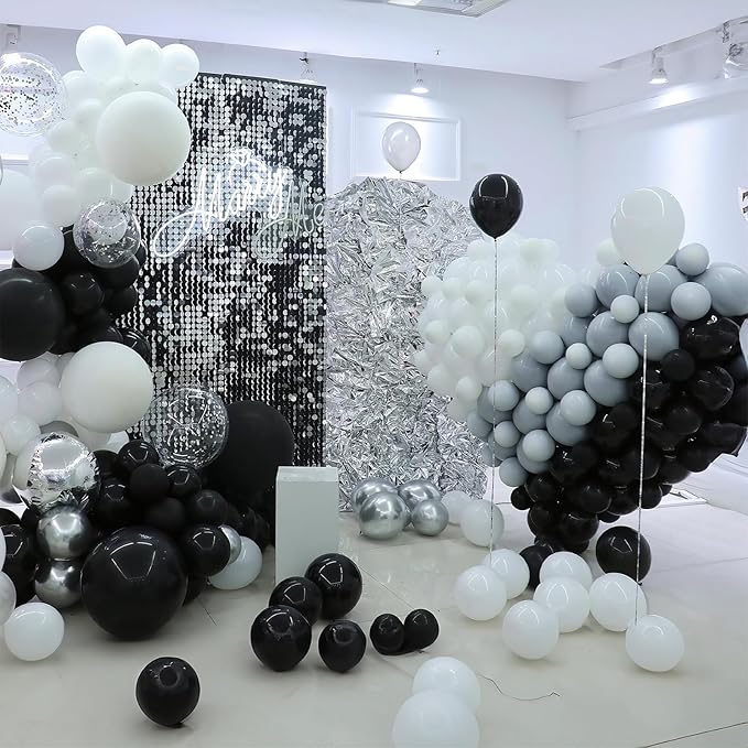 Black Linking Balloons, 100PCS Linked Balloon with Tail for Balloon Wall Arch and Chains, Quick Linkable Balloons for Wedding Birthday Baby Shower Engagement Graduation Party Decorations (10inch)