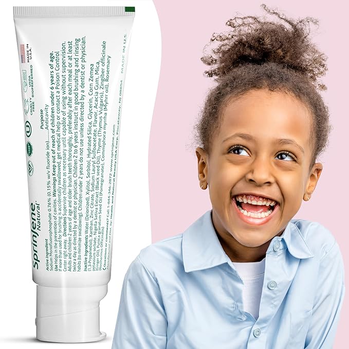 SprinJene Natural Kids Toothpaste, Bubblegum | Natural Children’s Toothpaste for Cavity Protection | Fluoride Toothpaste for Toddlers | 4 Pack
