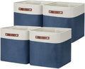 DULLEMELO Storage Baskets for Shelves Closet Storage,Large Home Organization Bins for Gifts Empty,Foldable Fabric Storage Cubes Baskets for Nursery Toy Towels Clothes Storage(White&Blue)
