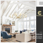 18 Light Gold Living Room Chandelier High Ceiling Foyer Candle Chandelier Large Modern Brass 59in Metal Chandeliers Hanging Light for Master Bedroom Dining Room Light Fixture Over Table