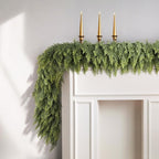 N&T NIETING 9ft Christmas Cedar Garland with Realistic Soft Thickness Pine, Artificial Green Faux Cedar Pine Garland for Fireplace Mantle Fireplace Indoor Outdoor Holiday Party Home Decoration