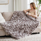 Ultra Soft Luxury Faux Fur Throw Blanket for Counch,Fuzzy Fluffy Plush Warm Cozy Elegant Wrinkled Blanket for Sofa Bedroom Living Room,（50"x60",Tie-dye Taupe）