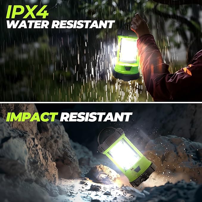 Rechargeable Camping Lantern, 3000LM 5 Light Modes Camping Light 4400 Capacity Phone Charger LED Impact-Resistant Flashlight Lantern Portable Waterproof Hurricane Lanterns for Emergency