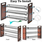 Spice Rack, Spice Rack Organizer without Seasoning Jars, Wooden Rustic 3 Tier Kitchen Spice Organizer Shelf for Cabinet, Countertop or Wall Mount