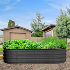2 Pcs 4.5x2x1.5ft Oval Raised Garden Bed,Galvanized Raised Beds,Open-Ended Base Metal Raised Planter Beds,Garden Bed Outdoor,Planter Raised Boxes for Vegetables, Flowers,Tool-Free Asse,Gray