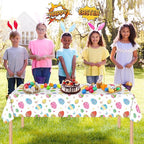 2 Pack Easter Tablecloth - Colorful Easter Eggs Table Cloth, Plastic Disposable Rectangle Spring Easters Egg Table Cover for Easters Tables Decorations and Party Supplies Decor Favors, 108 x 54 Inch