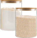 YUNCANG Glass Storage Jars,2 PACK -108oz/3200ml Clear Glass Food Storage Containers with Airtight Bamboo Lid Stackable Kitchen Canisters for Candy,Cookie,Rice,Sugar,Flour,Pasta,Nuts and Spice Jars
