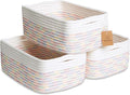 NaturalCozy 11.8"x8"x4.5” Rectangle Storage Baskets for Shelves 3 Pack | Cotton Rope Woven Small Baskets for Organizing | Small Storage Bins for Nursery, Bathroom, Closet, Shelf, Decorative, Gift