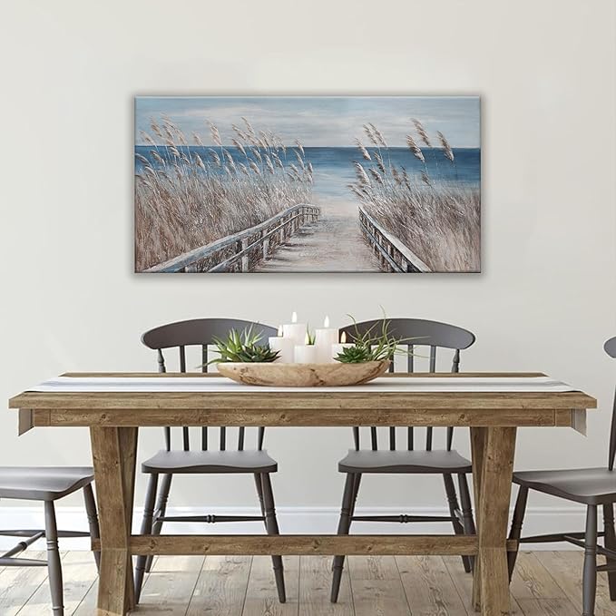 Dimpaga Canvas Wall Art Decor Modern Wall Art for Living Room Landscape Coastal Wall Art Prints Blue Beach Wall Art Decorations Seascape Art Work for Wall Decor Bedroom Office Decor 20" X 40"