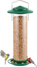 iBorn Metal Bird Feeder for Outside Hanging,Wild Bird Feeders for Cardinal,18cm Large Roof&Green,42CM Long,4.5lb High-Capacity(Seed is not Included)