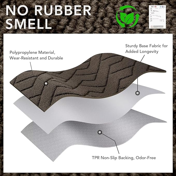 hicorfe Front Door Mat Outside Entrance,36"x59" Absorbent Muddy Dirt Resist Welcome Door Mats Outdoor Indoor,Stain and Fade Resistant,Non Slip Backing Entry Mat Doormat for Entryway(Latte)