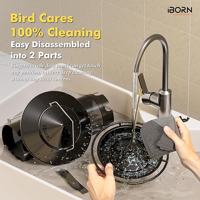 iBorn Bird Feeders for Outdoors, All Metal Mesh Tube, Holding Bird Seed for Outside Feeders,18cm Large Roof, Black, 2.8lb(Seed is not Included)