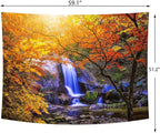 Delur Waterfall Tapestry Forest Nature Scenic Tree Mountain Sunset Tapestry Wall Hanging Natural Landscape Sunrise Headboard for Bedroom Living Room Home Decor (51.2" x 59.1")