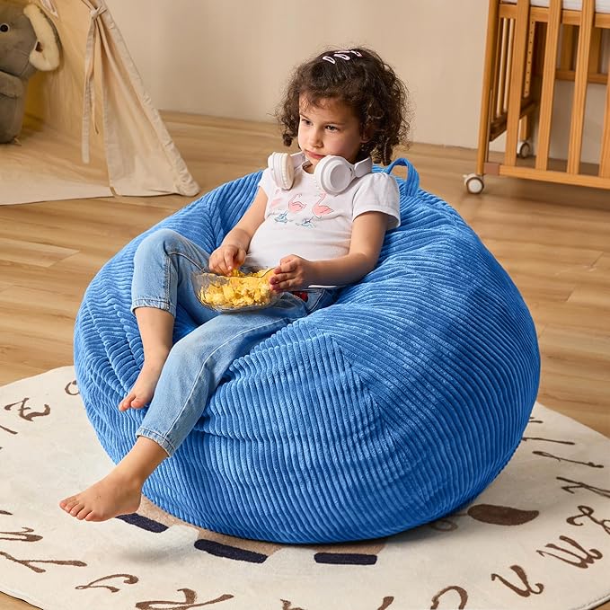 Bean Bag Chairs Teardrop Bean Bag Chair Beanbag Chair with Memory Foam Filled Machine Washable Cover for Living Room, Bedroom (Small,Blue)