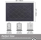 BEQHAUSE Dirt Trapper Door Mat 24" x 36", Doormat Non-Slip Entryway Rugs Washable, Dog Door Mat Stain Resistant and Absorbent Welcome Floor Mat for Front Back Door, Muddy Wet Shoes & Paws, Dark Grey