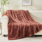 NEWCOSPLAY Super Soft Queen Blanket Coffee Premium Silky Flannel Fleece 3D Clouds Stylish Jacquard Lightweight Bed Blanket All Season Use 350GSM (Coffee, Queen(90"x90"))