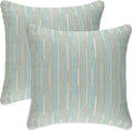 Yeiotsy Pillow Cases Blue, Pack of 2, Decorative Throw Pillow Covers Striped Bohemia Couch Cushion Covers for Sofa Home Decor (Light Blue, 18 X 18 Inches)