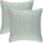 Yeiotsy Pillow Cases Blue, Pack of 2, Decorative Throw Pillow Covers Striped Bohemia Couch Cushion Covers for Sofa Home Decor (Light Blue, 18 X 18 Inches)