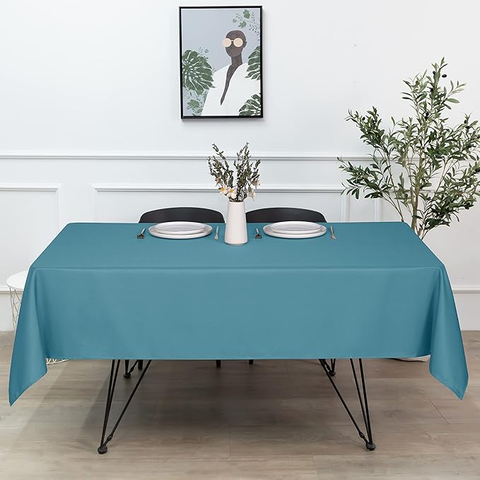 Sancua Rectangle Tablecloth - 90 x 132 Inch - Stain and Wrinkle Resistant Washable Polyester Table Cloth, Teal
