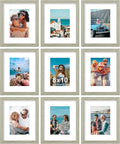 Vittanly 8x10 Picture Frames Set of 9, Shatter Resistant Plexiglass, Display 5x7 Pictures with Mat or 8x10 without Mat, Photo Frames for Wall or Tabletop, Engineered Wood, Driftwood