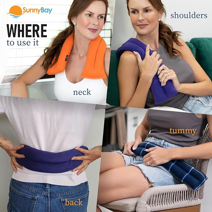 SunnyBay Microwave Heating Pad for Neck and Shoulders, Versatile Bean Bag Moist Heating Pad, Microwavable Neck Wrap and Cool Pack for Deep Pain Relief, Weighted Hot or Cold Therapy (Sky Blue)