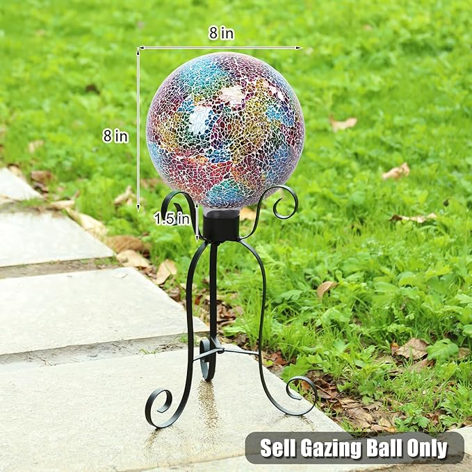 VCUTEKA Gazing Ball, 8" Glass Gazing Balls Sphere for Garden Lawn Outdoor Ornament Yard Decorative