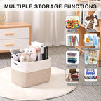 Storage Baskets for Organizing, Woven Cotton Rope Basket for Storage Books, Baby Organizing Baskets, Toy Storage Basket, 15"x11"x9.5", 3 Packs, Off White & Brown