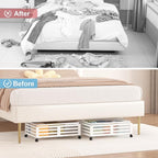 Under Bed Storage Containers With Wheels - 2 Pcs Bamboo Wood Rolling Underbed Shoe Storage Bins With Dust Bags for Clothes Blankets, Duvet Covers Snacks Toys (White)