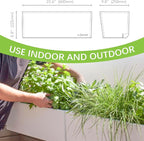 Glowpear Self Watering Planter Box - 23.6", White - UV Stable, Scalable Wall Mounts Plant Pot with Water Gauge, Indoor Outdoor for Vegetables, Flowers, Herbs, and Succulents, Gardening