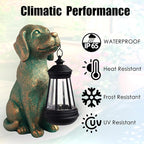 Dog Garden Statues with Solar Lantern Outdoor Decor-Dog Solar Figurines Lights Decorations for Patio Yard Lawn Ornaments-Gifts for Birthday Easter Housewarming