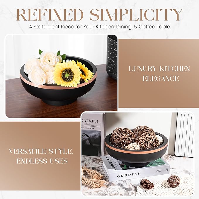 Concrete Fruit Bowl for Kitchen Counter - Large Decorative Bowls for Home Decor - Modern Key Bowl for Entryway Table - Hand-Poured Pedestal Bowl for Keys