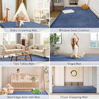Baby Play Mat 1.2" Thick Memory Foam Nursery Rug Area Rug, 9’2” X 6’7” Yoga Mat Playmat Crawling Mat for Baby,Toddlers,Infants,Kids,Floor Mat Tatami Mat for Living Room with Non-Slip(Blue)