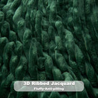 NEWCOSPLAY Super Soft Twin Blanket Dark Green Premium Silky Flannel Fleece 3D Ribbed Jacquard Lightweight Bed Blanket All Season Use (Dark Green Ribbed, Twin(60"x80"))