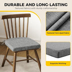 downluxe Indoor Chair Cushions for Dining Chairs, Soft and Comfortable Textured Foam Kitchen Chair Pads with Ties and Non-Slip Backing, 16" x 16" x 2", Dark Grey, 4 Pack