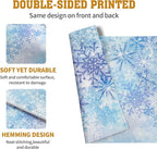 Blue Snowflake Winter Placemats Set of 4 Xmas Snow Place Mat Merry Christmas Linen Fabric Table Mats Washable Heat Resistant Placemat for Farmhouse Kitchen Dining Party Decoration
