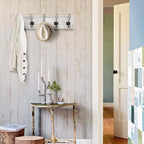 HBCY Creations Rustic Coat Rack - Wall Mounted Whitewash 24" Entryway Coat Hooks - 5 Rustic Hooks, Solid Pine Wood. Perfect Touch for Your Entryway, Kitchen, Bathroom... (Whitewash)