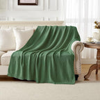 Joydeco Chunky Cable Knit Throw Blanket, Lightweight 100% Cotton Soft Cozy Throw Twin Blanket for Couch Bed and Sofa, Rustic Breathable Farmhouse Blanket Gift for Women Men(Olive Green, 60"x80")
