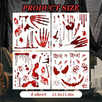 Scary Halloween Decorations Bloody Handprint Footprint Stickers Clings Decals Window Bathroom Floor Restroom，Horror Party Decor Halloween Indoor/Outdoor Decoration