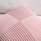 Fancy Homi 2 Packs Blush Pink Samll Decorative Throw Pillow Covers 14x14 Inch with for Couch Bed Sofa, Rustic Farmhouse Boho Home Decor, Soft Corss Patchwork Corduroy Square Cushion Case 35x35 cm