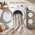 Washable Area Rugs for Living Room - 6x9 Neutral Vintage Distressed Floral Farmhouse Boho Large Soft Floor Rug Indoor Non Slip Carpet for Bedroom Dining Room Office - Brown/Multi