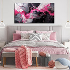GUGIKA Abstract Wall Art for Living Room, Pink Canvas Wall Decor for Girls Bedroom Decor, Pigment Texture Print, Size 29x59 Inches