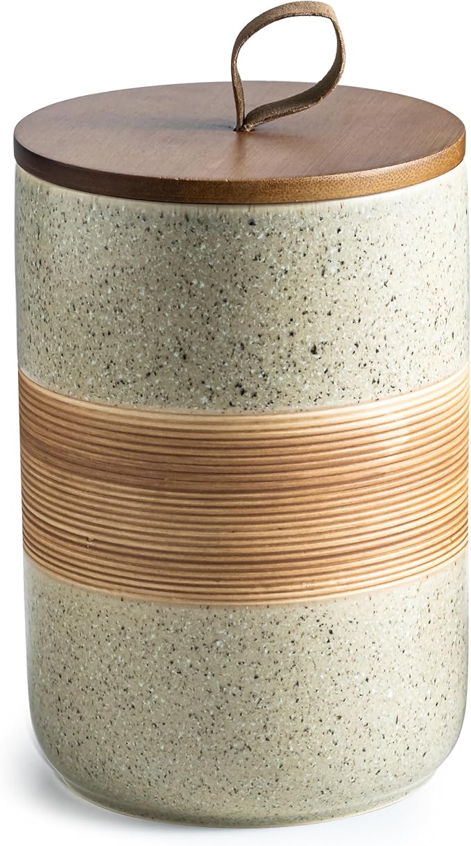 Large Storage Containers with Lids, Ceramic Coffee Container Kitchen Food Storage Jars for Spice Sugar Tea Bag, Stackable Decorative Jars for Counter, 61oz