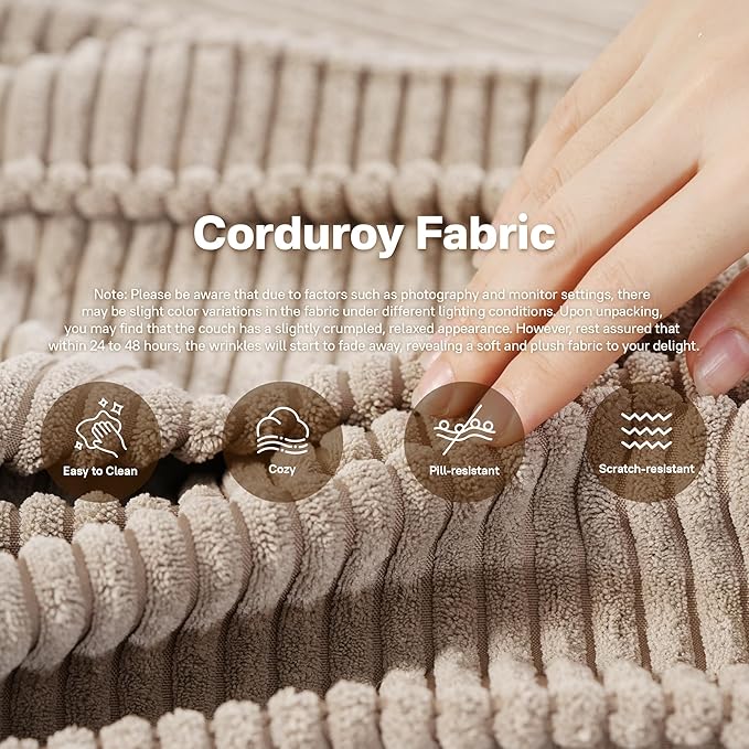 104" Cloud Sectional Couches for Living Room,L Shaped Boneless Couch in A Box,Sleeper Sofa with Comfy Chaise No Assembly Required,Camel