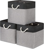 Bidtakay Fabric Cube Storage Bins for Organizing 13x13 Large Storage Baskets Decorative Storage Bins for Home Storage Set of 3 Shelf Organizer Bins for Toy Storage (Black&grey)
