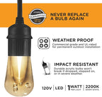 Enbrighten LED Outdoor String Lights 48ft Soft Warm White Patio Lights with Ultra-Durable Shatterproof and Waterproof Acrylic Bulbs for Balcony, Backyard, Porch, Gazebo, Deck, Party and Market, 35631