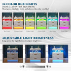 Night Stand with Light, High Gloss Nightstand with USB/Wireless Charging Station, LED White Nightstands with Storage Drawers, RGB Side End Table for Bedroom Furniture（White