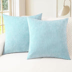 CaliTime Throw Pillow Covers Decorative 26 X 26 Inches Pack of 2 Cozy Chenille Cushion Cases for Couch Sofa Bed Living Room Home Light Blue Grey