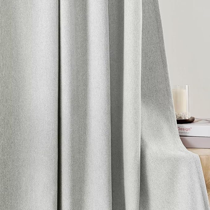 Joydeco Light Filtering Curtains 72 Inch Length for Bedroom, Faux Linen Curtains 72 Inches Long for Living Room, Pinch Pleat Curtains for Living Room 72 Inch Length(52x72 inch, Greyish White)