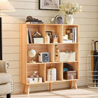 LEYAOYAO Wooden 8 Cube Book Shelf - Natural 3 Tier